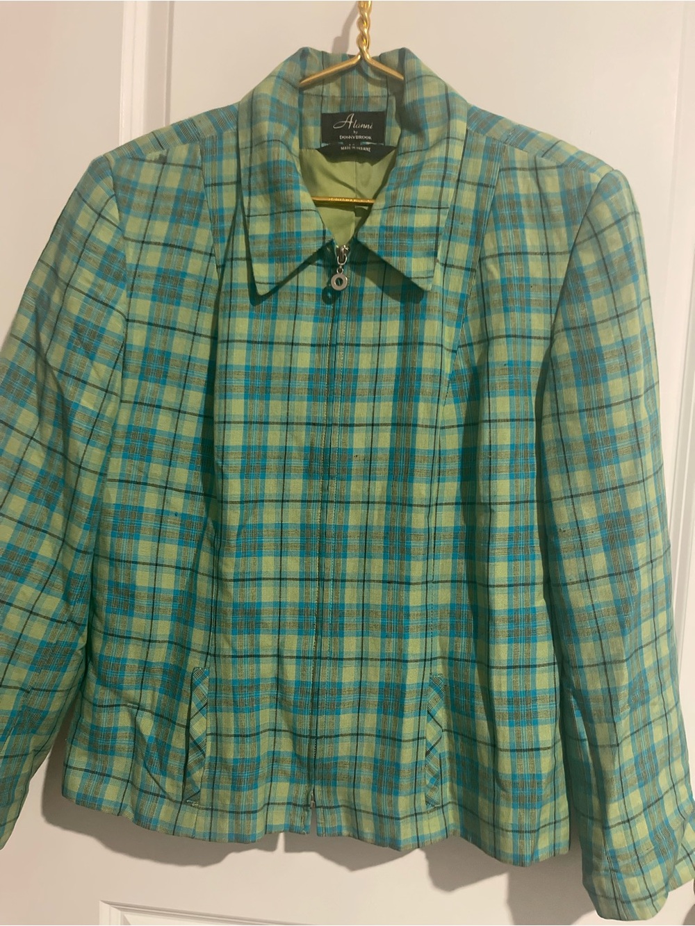 Alanni by Donnybrook Women’s 14 Plaid Zip-Front Jacket Linen&Rayon